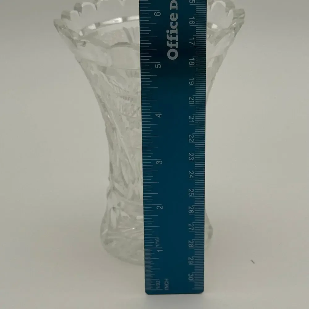 Antique ABP McKee Glass Innovation Corset Vase Cut Floral EAPG 5.5